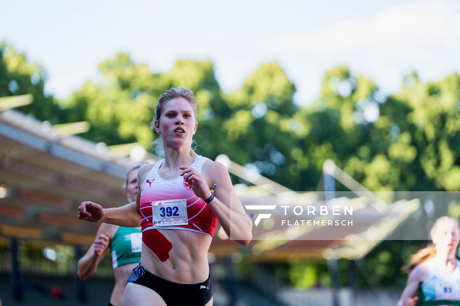 Talea Prepens (TV Cloppenburg) ueber 100m am 02.07.2022 waehrend den NLV+BLV Leichtathletik-Landesmeisterschaften im Jahnstadion in Goettingen (Tag 1)